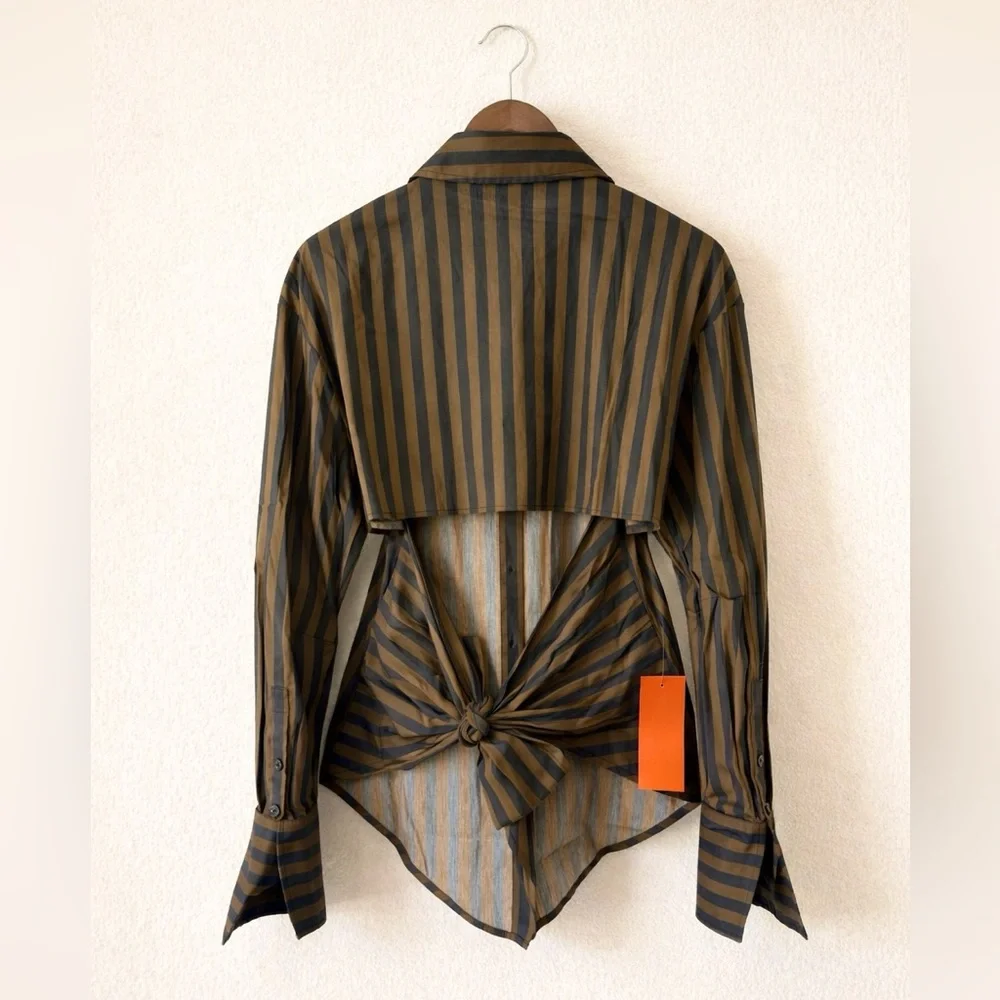 NWT Simon Miller | Loch Poplin Button Up | Black/Choco (M) - Picture 5 of 8